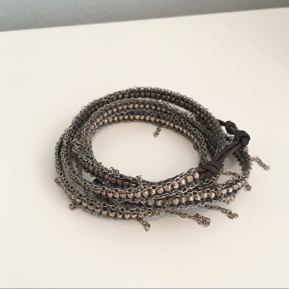 Chan Luu Jewelry - Chan Luu Leather Wrap Bracelet w/Chain Detailing